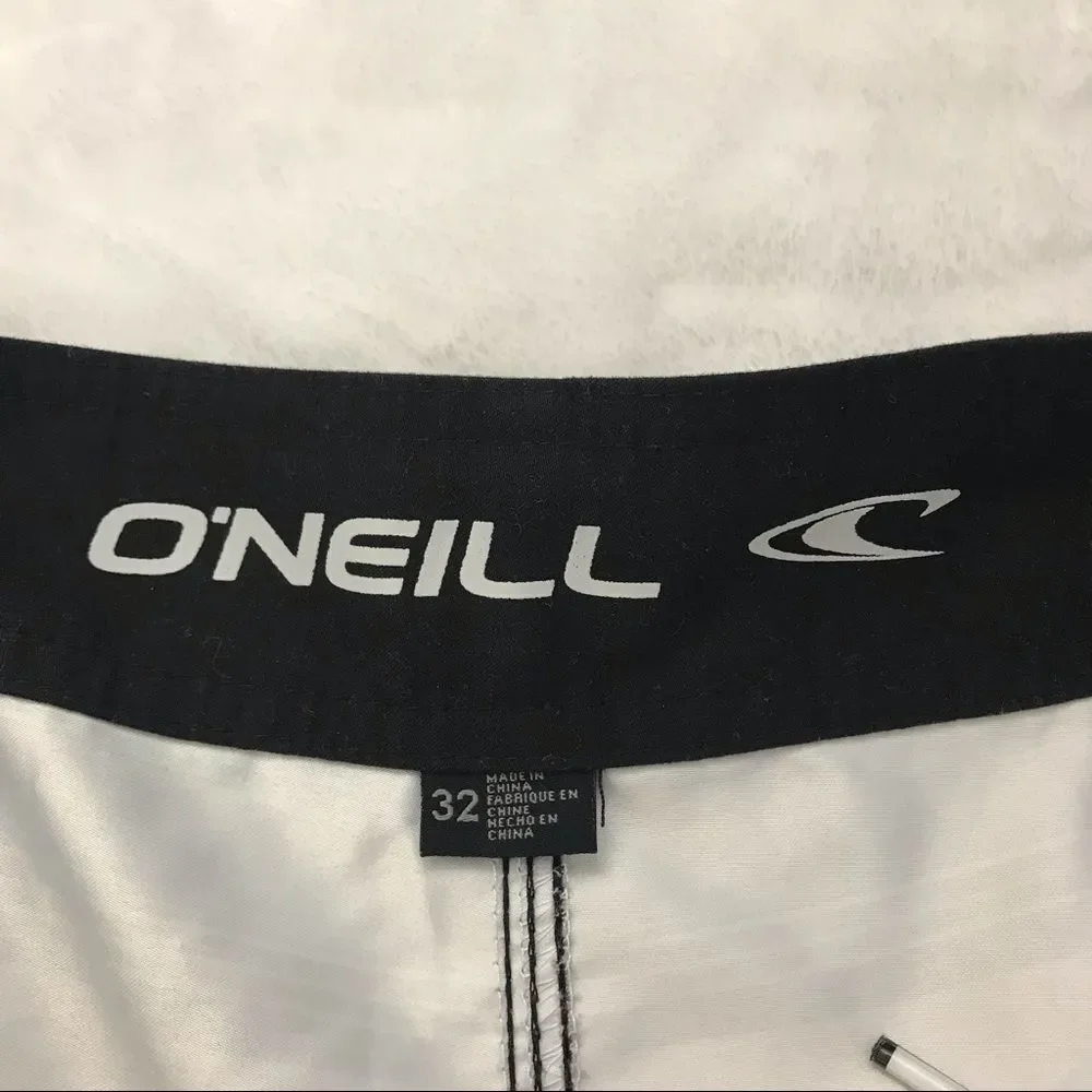 O’Neill Men's Size 32 Hybrid Board Shorts Blue Gray Stripe Tie Waist Surf‎ Beach